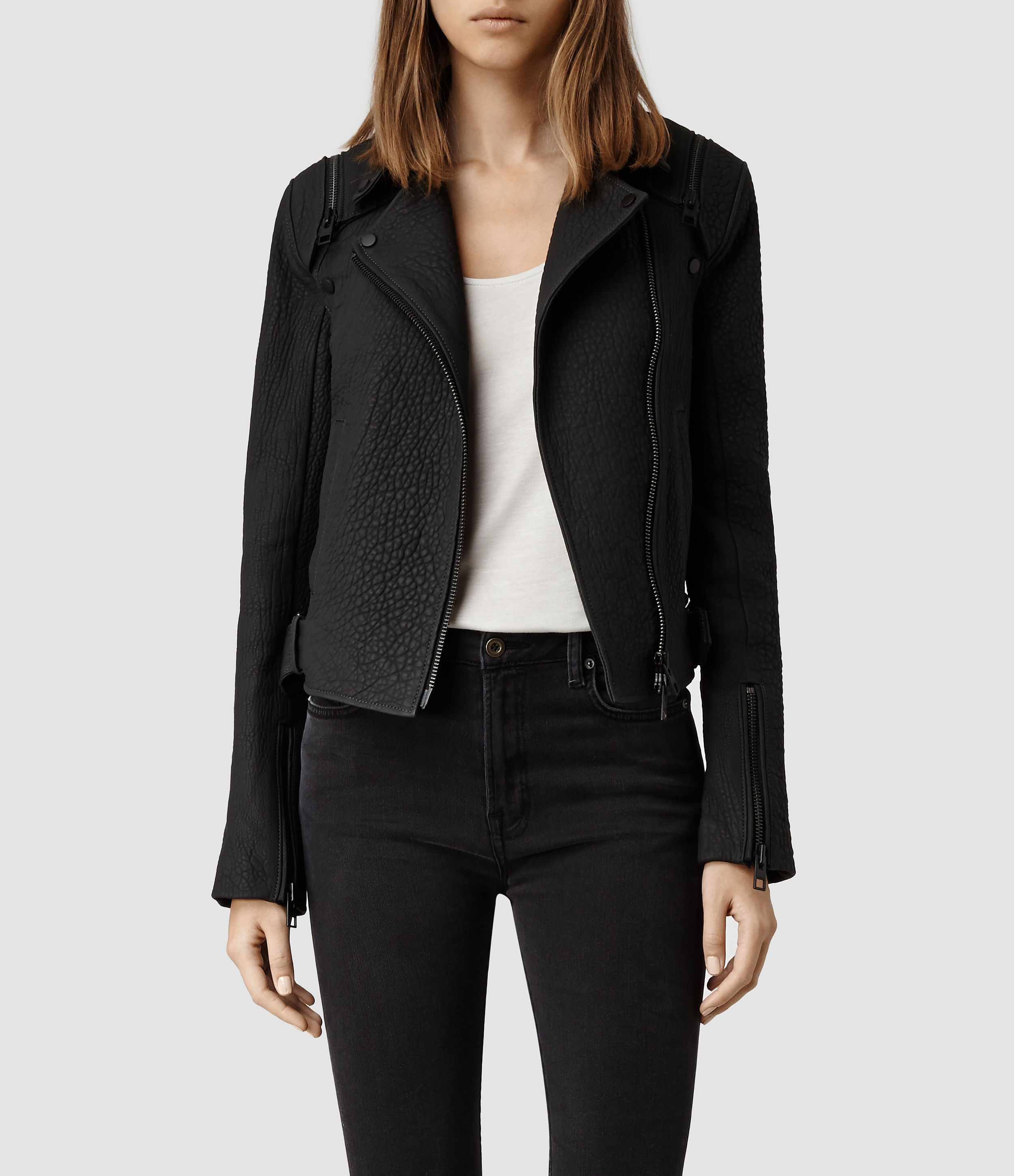 AllSaints Alford Matte Leather Biker 