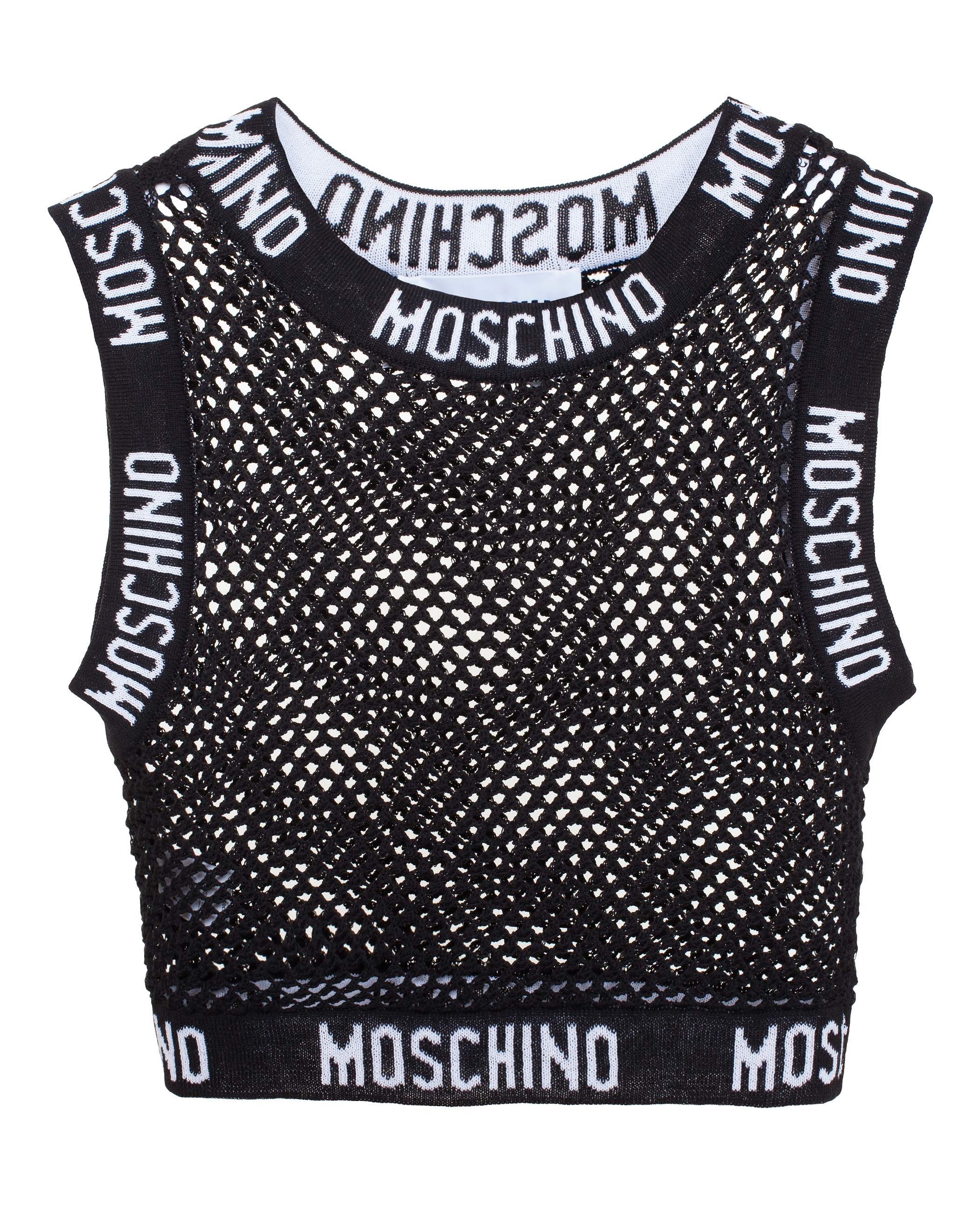 Moschino Cotton-mesh Top in Black | Lyst