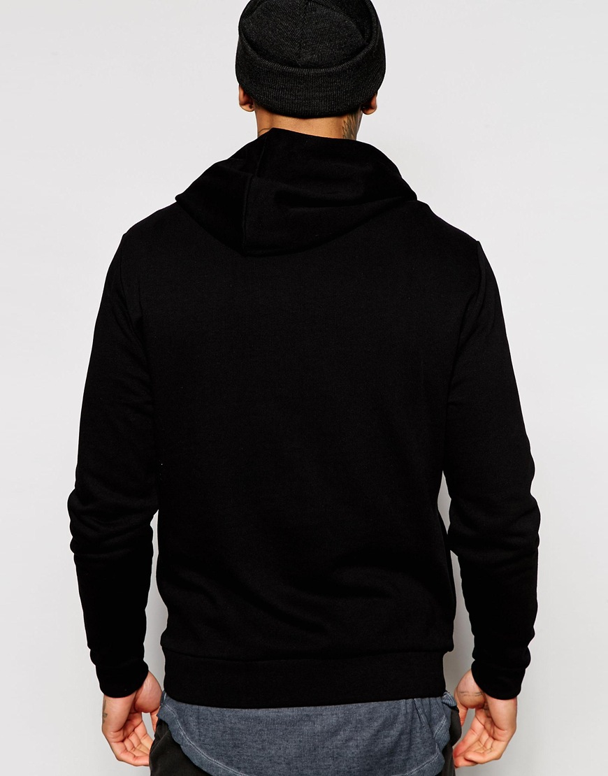 ASOS Cotton Asymmetric Zip Up Hoodie in Black for Men - Lyst