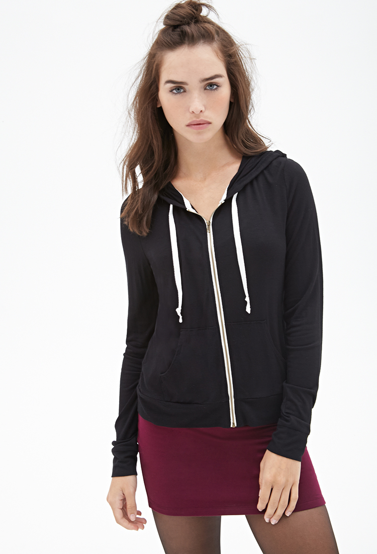 black zip up hoodie forever 21