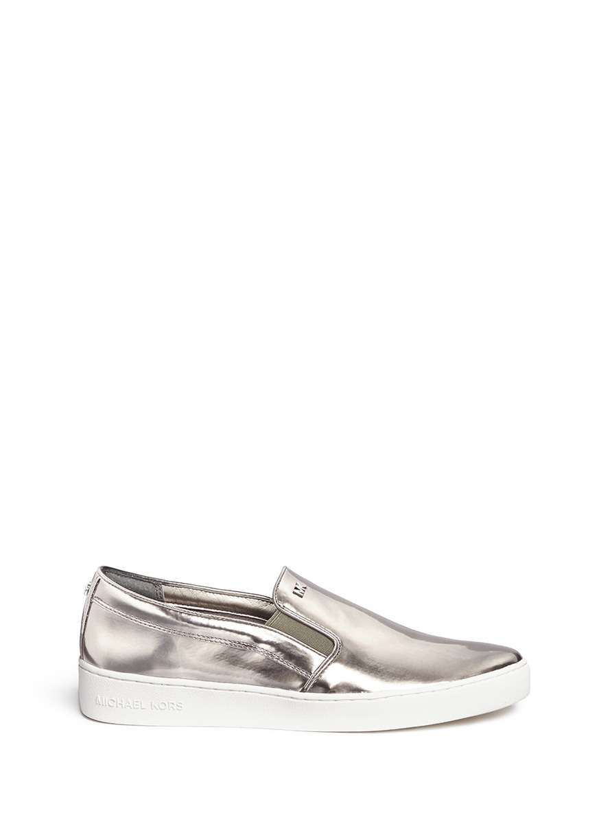 michael kors silver slip on sneakers