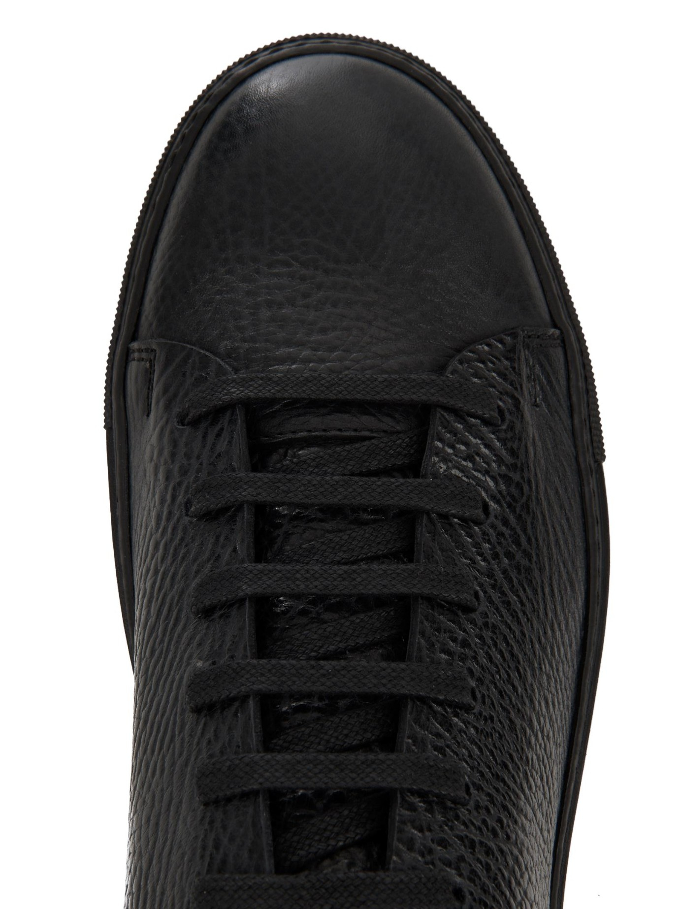 black leather low top trainers