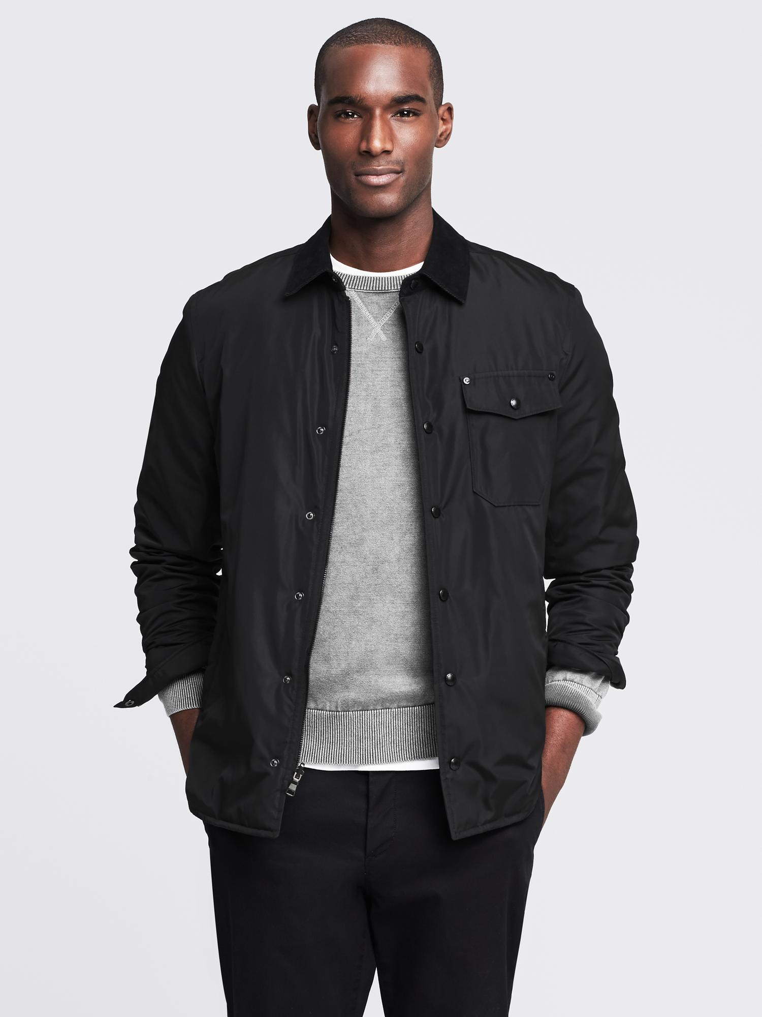 Banana Republic Black Shirt Jacket in Gray for Men (Gray texture) | Lyst