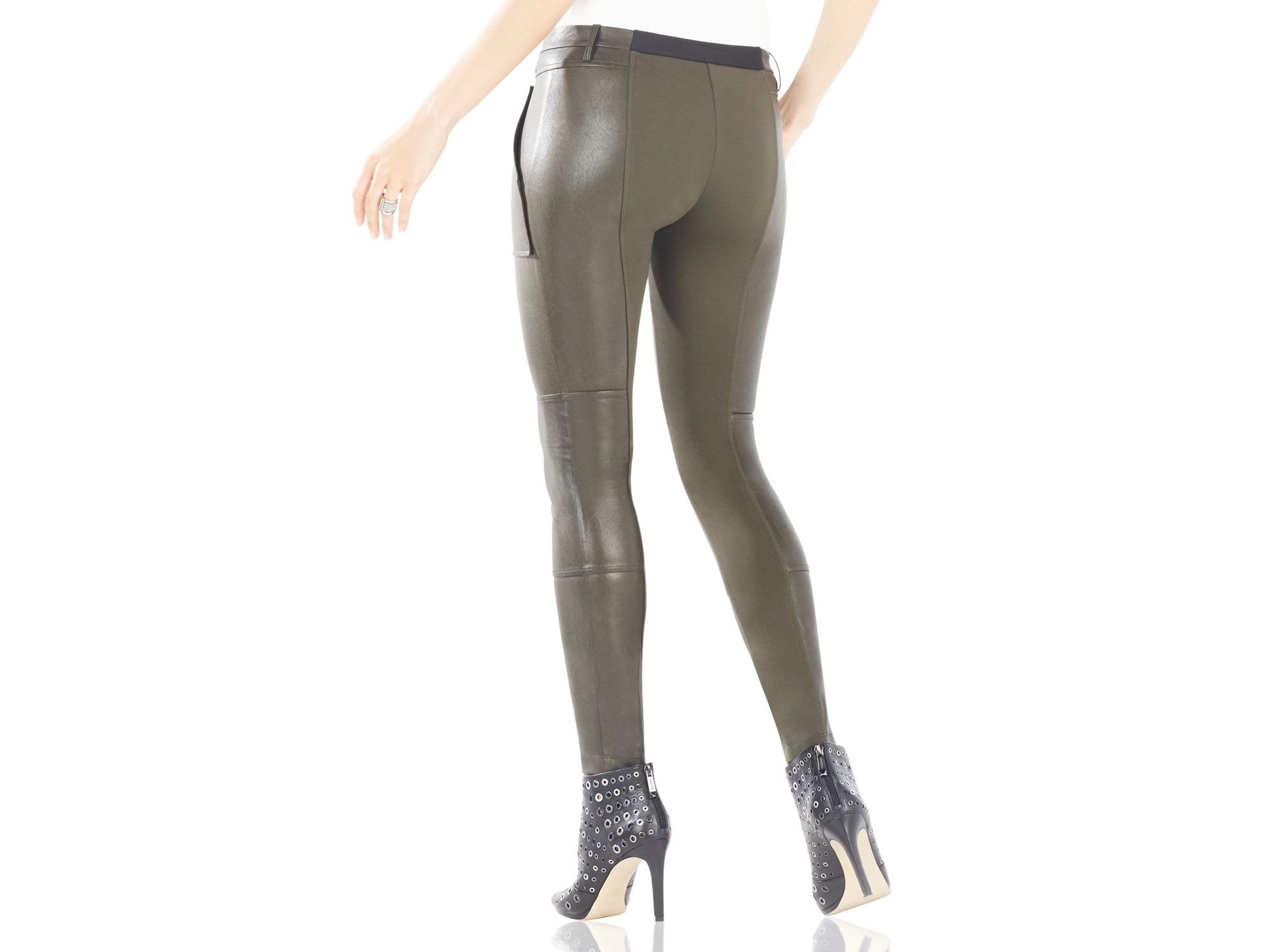olive green faux leather pants