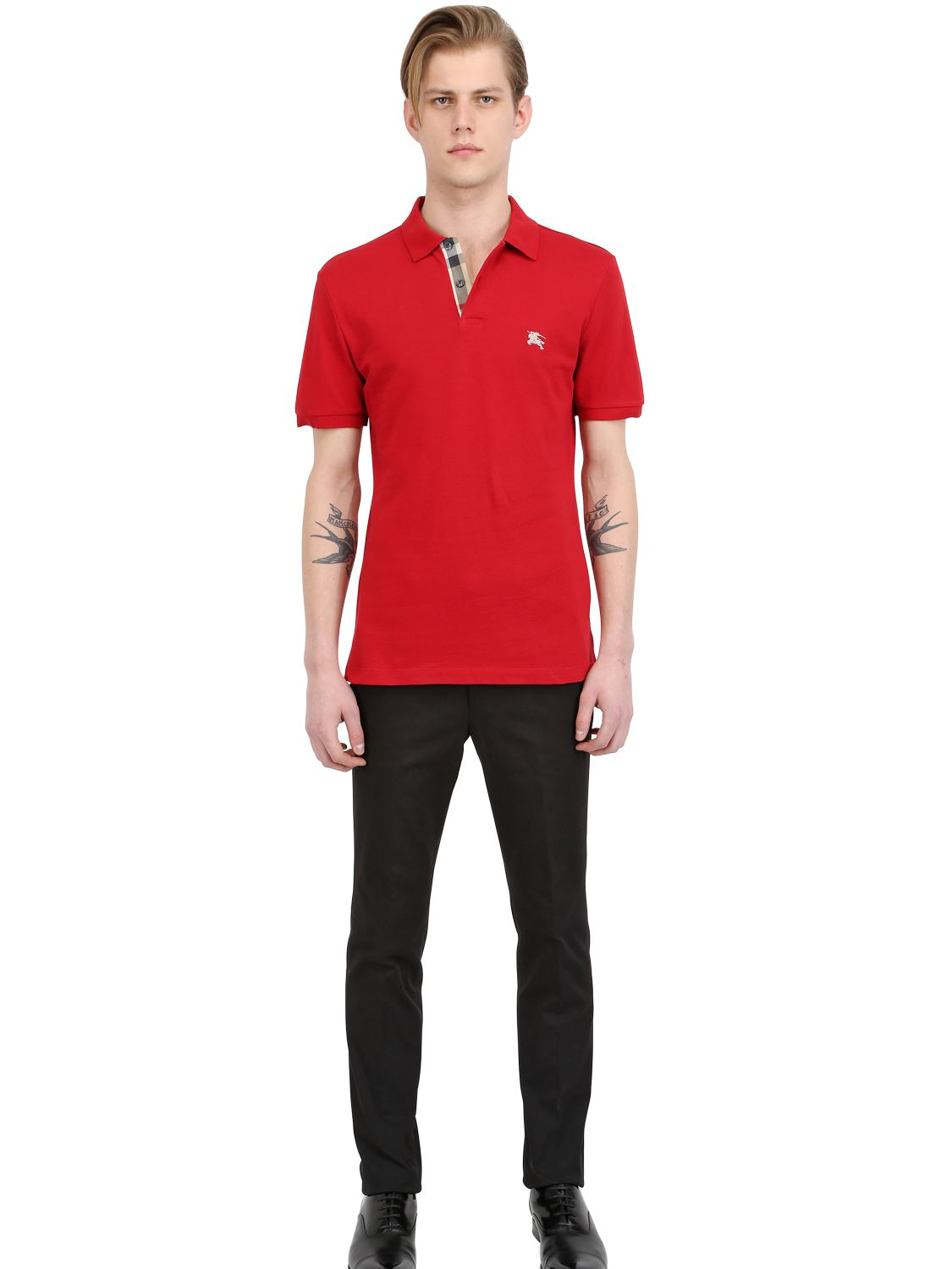 Brit Cotton Pique Polo in Red for Men - Lyst