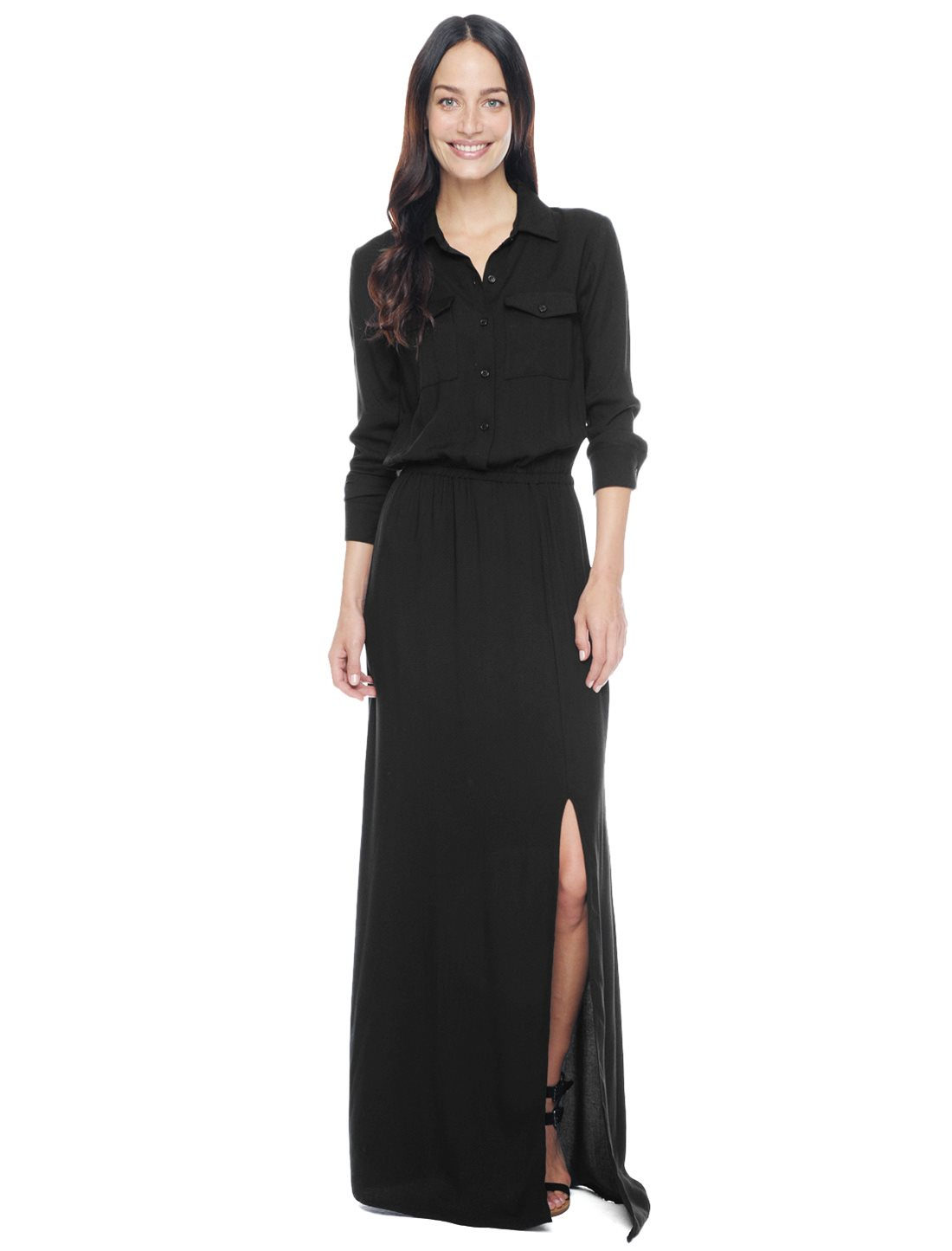 black shirt dress maxi