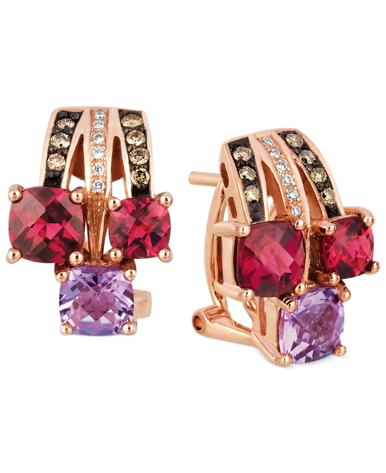 Le Vian Chocolate Diamond (1/6 Ct. Tw.) And Diamond Accent Earrings In 14k Rose Gold in Pink