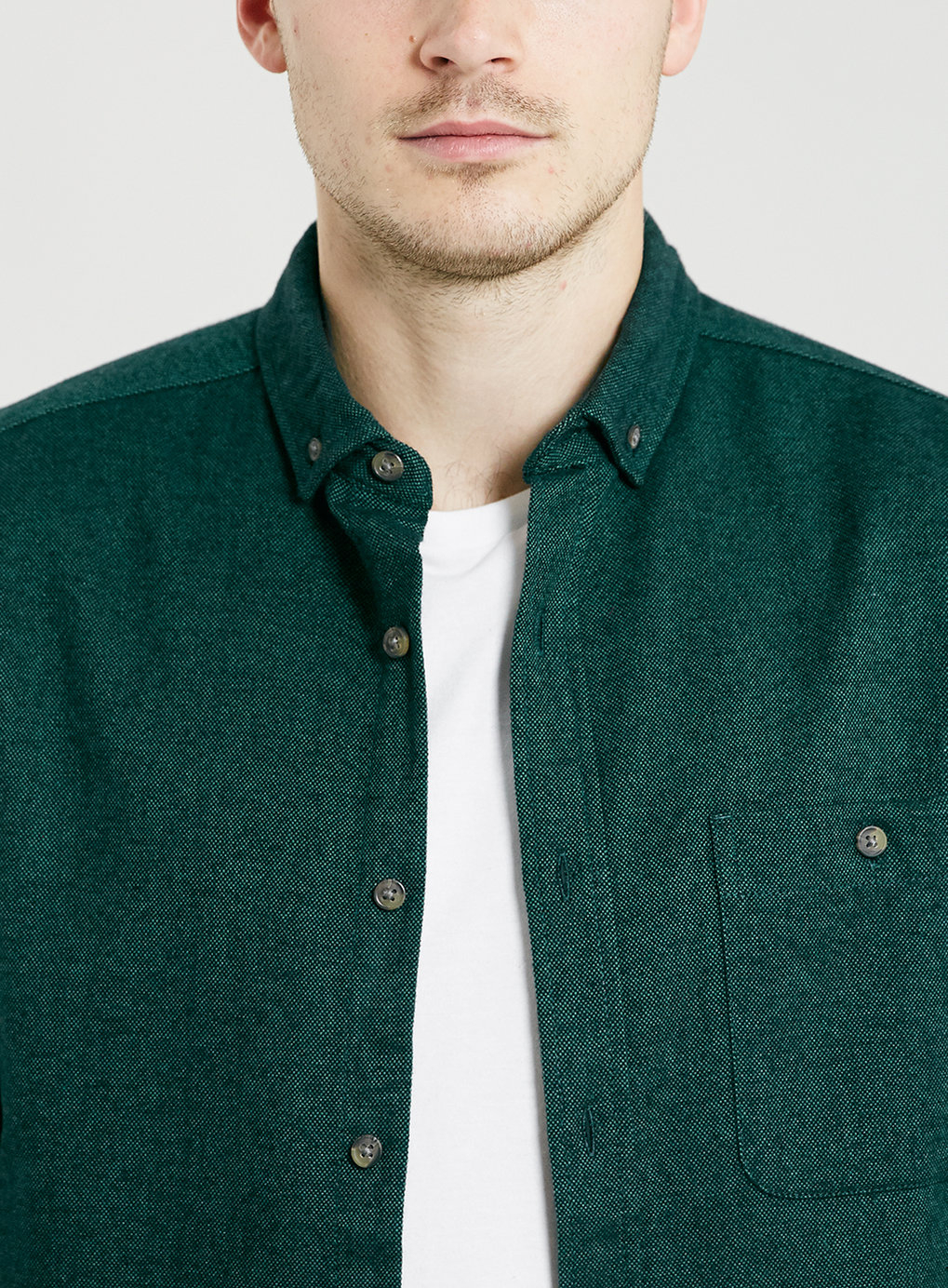 Topman Dark Green Brushed Oxford Long Sleeve Shirt in Green for Men Lyst