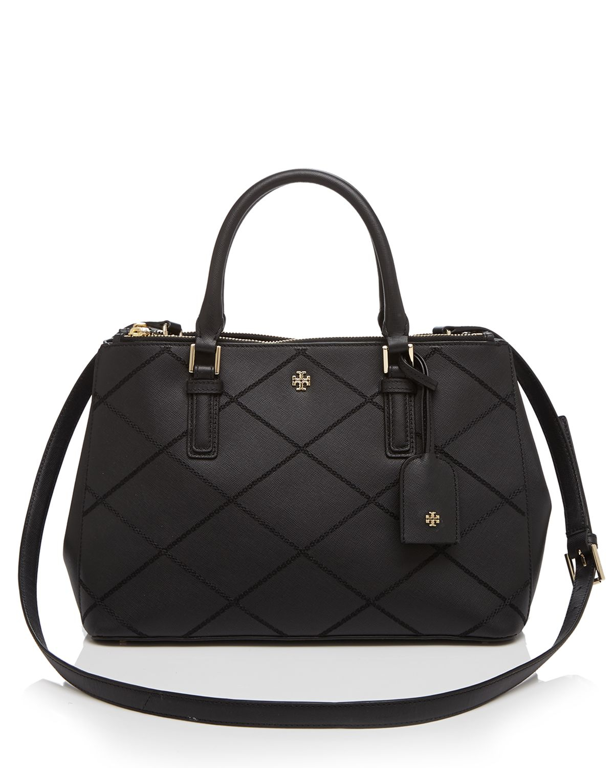 Tory Burch Tote - Robinson Stitched Mini Double-Zip in Black - Lyst