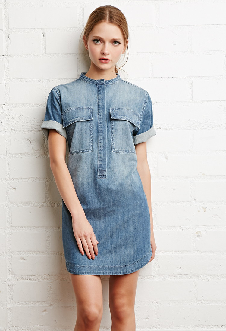 black denim shift dress