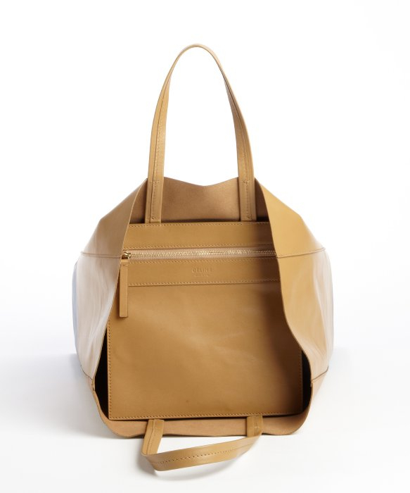 celine tote bag in lambskin and canvas  