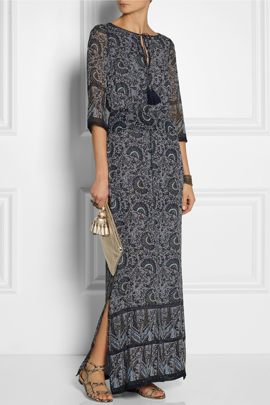 printed silk maxi