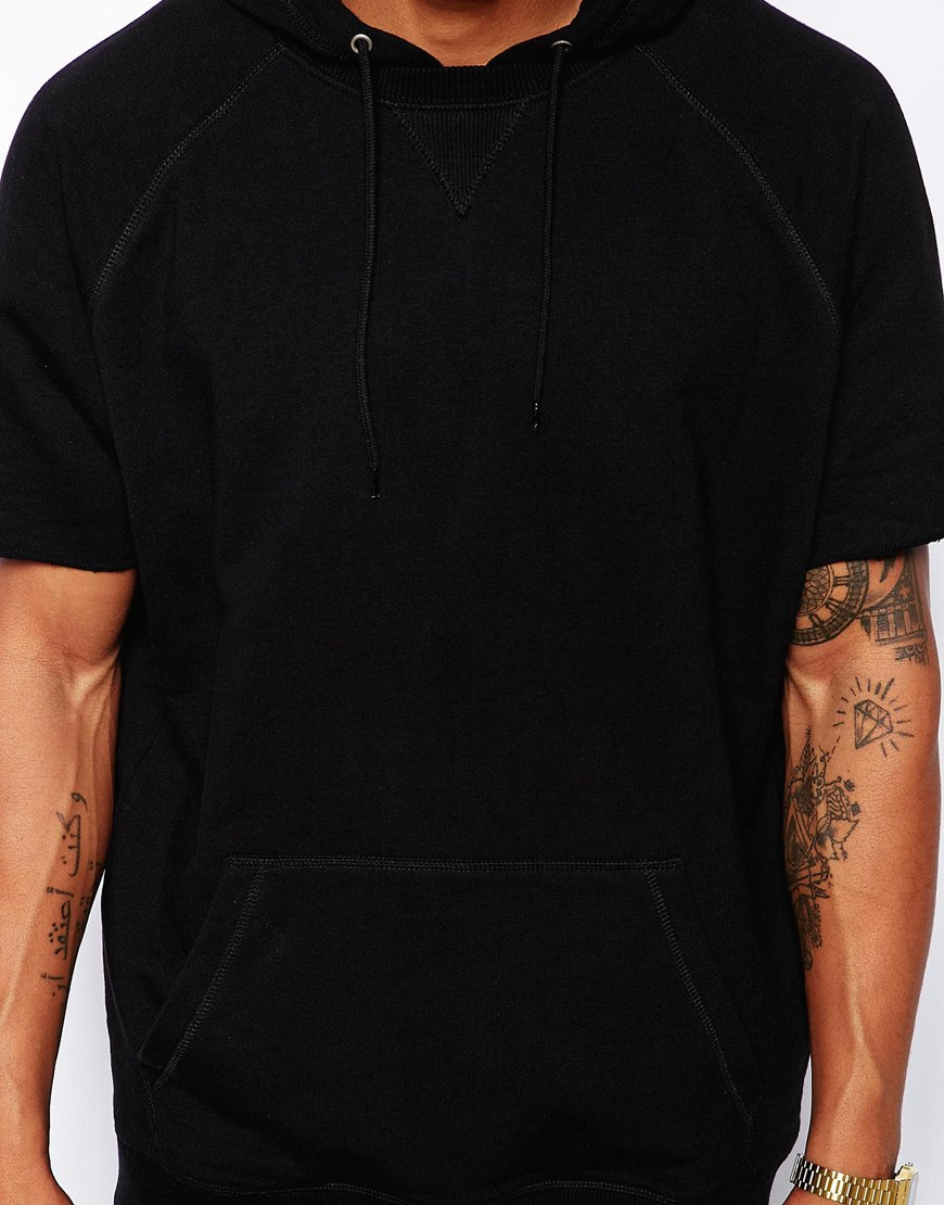 Asos Oversized Hoodie in Short Sleeve in Black for Men | Lyst