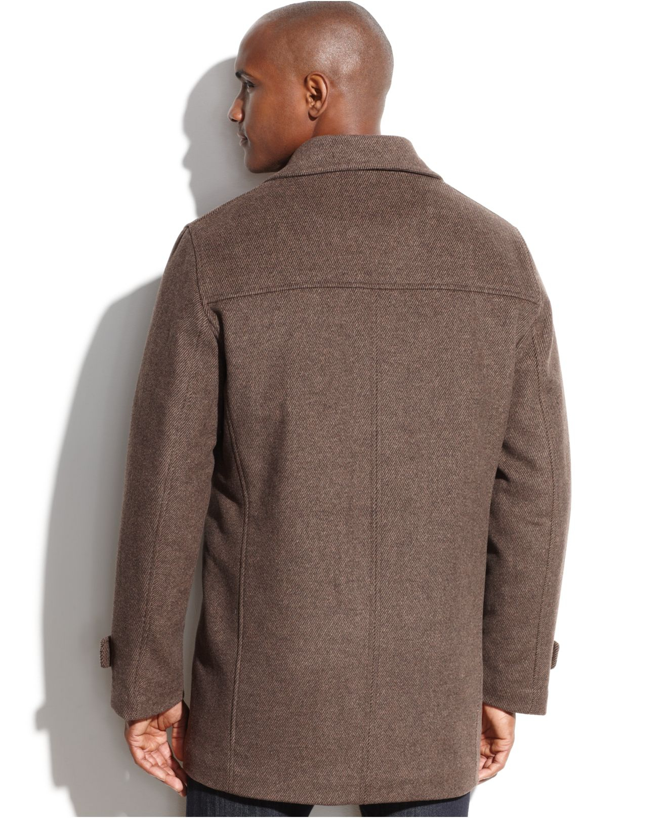 Lyst Calvin klein Woolblend Twill Car Coat With Scarf in Natural for Men