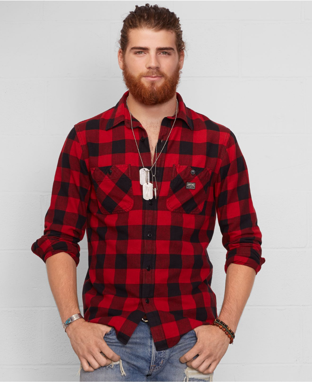 flannel blue jeans