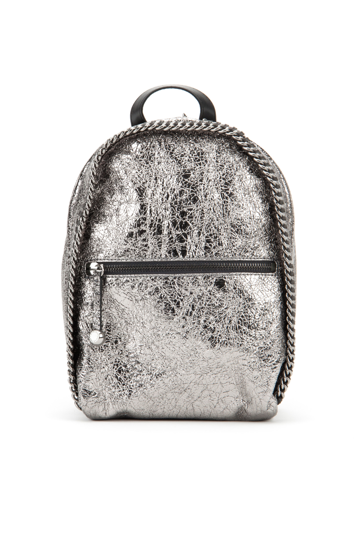 Stella mccartney Metallic Cracklé Mini Backpack in Silver ...
