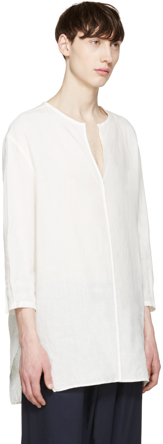 Three Quarter Sleeve White T Shirt