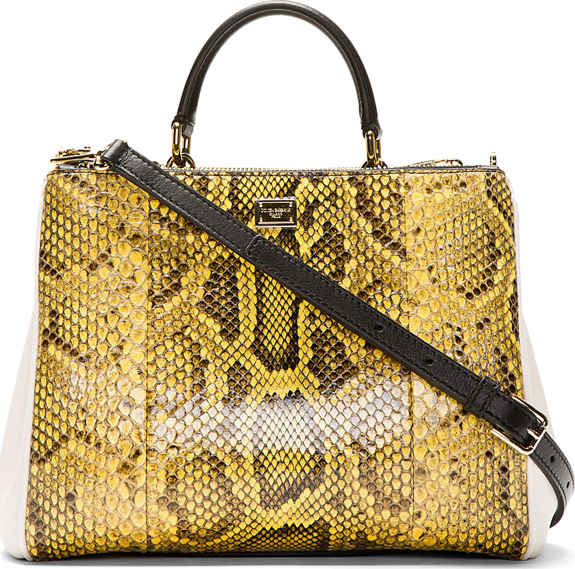 Lyst Dolce Gabbana Yellow Python Small Miss Sicily Shoulder Bag Gallery
