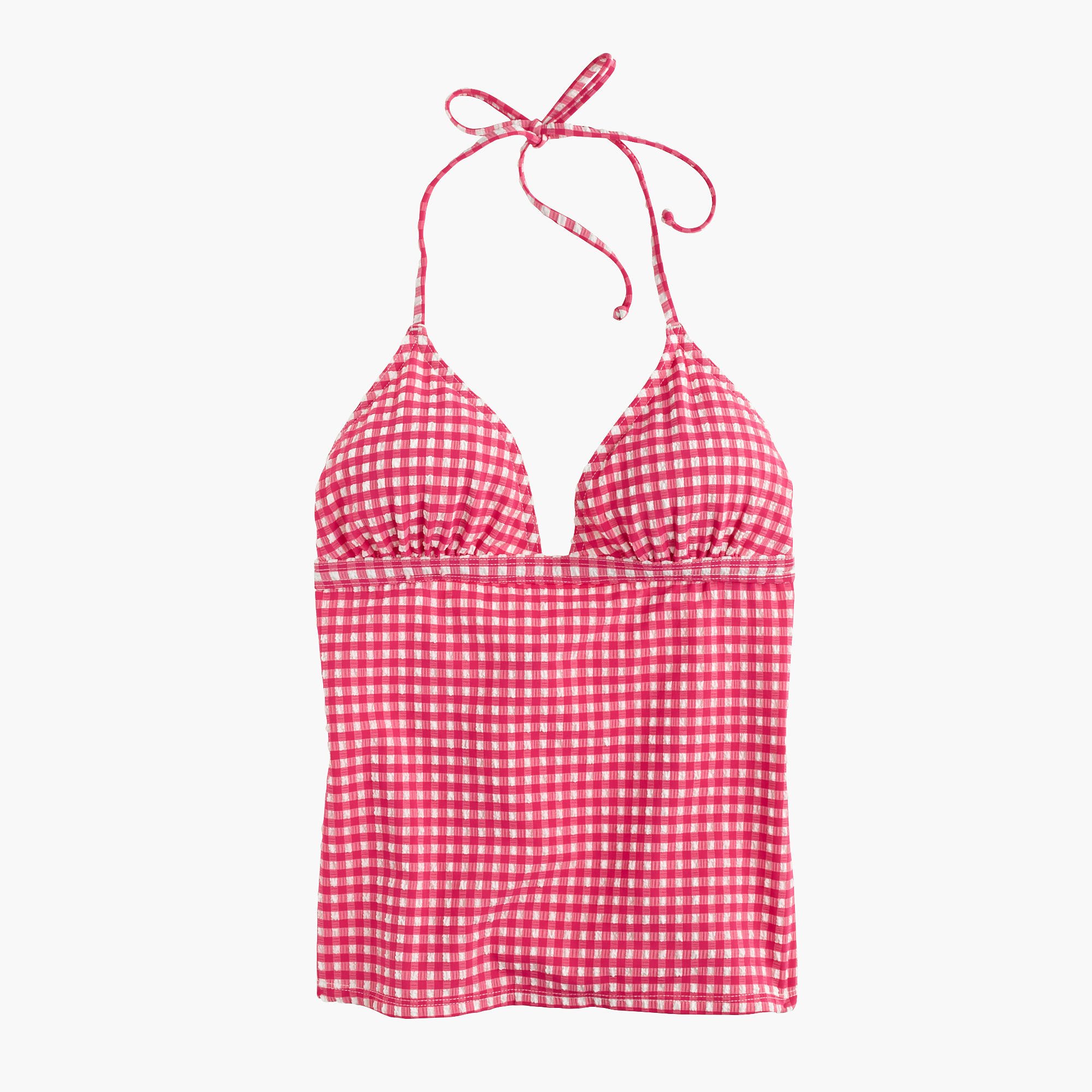 J.crew Ddcup Underwire Halter Onepiece Swimsuit In Gingham Seersucker