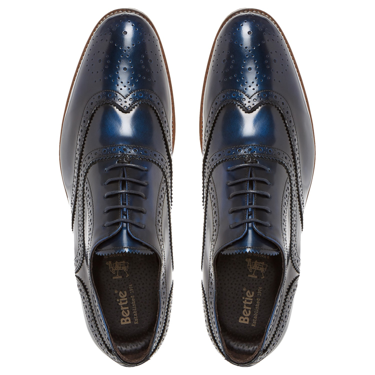 Bertie Rogue Patent Leather Brogues in Blue for Men Lyst