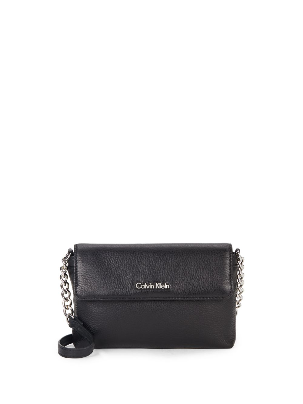 Calvin Klein Chain & Leather Crossbody Bag in Black - Lyst