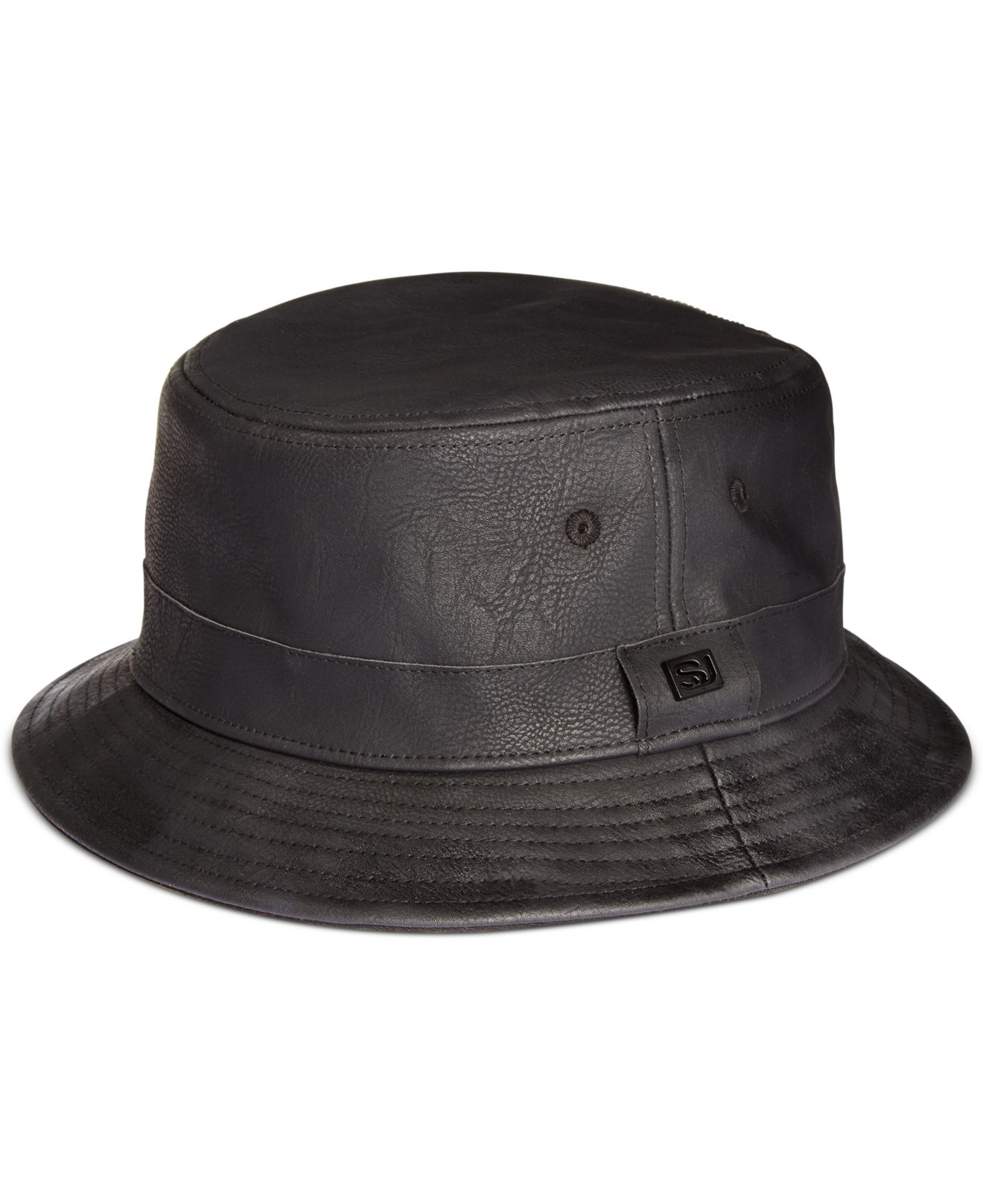 Sean john Men's Faux Leather Bucket Hat in Black for Men | Lyst