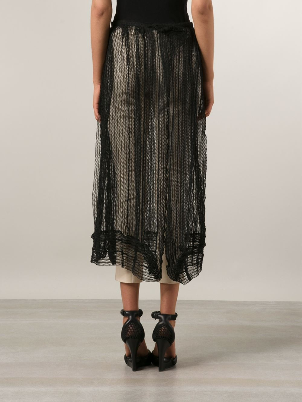 Yohji Yamamoto Sheer Net Skirt in Black - Lyst