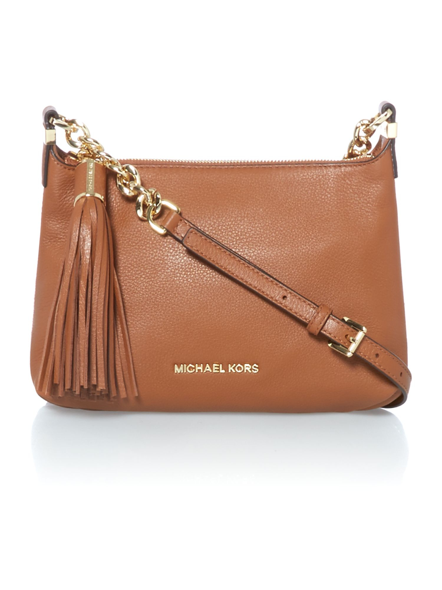 Michael kors Weston Tan Zip Top Cross Body Bag in Brown | Lyst