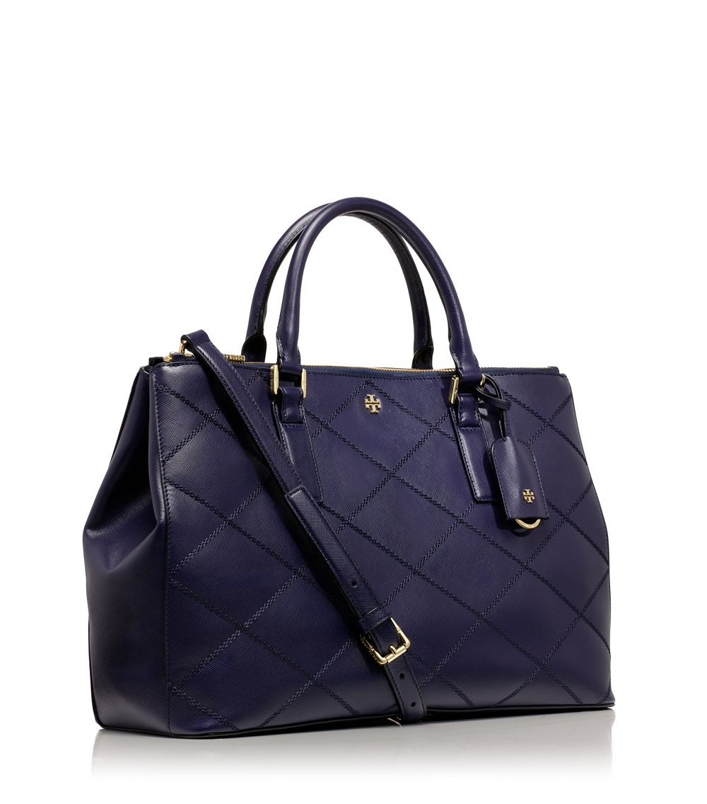 Tory Burch Navy Blue Saffiano Leather Robinson Double Zip Tote Tory Burch |  The Luxury Closet