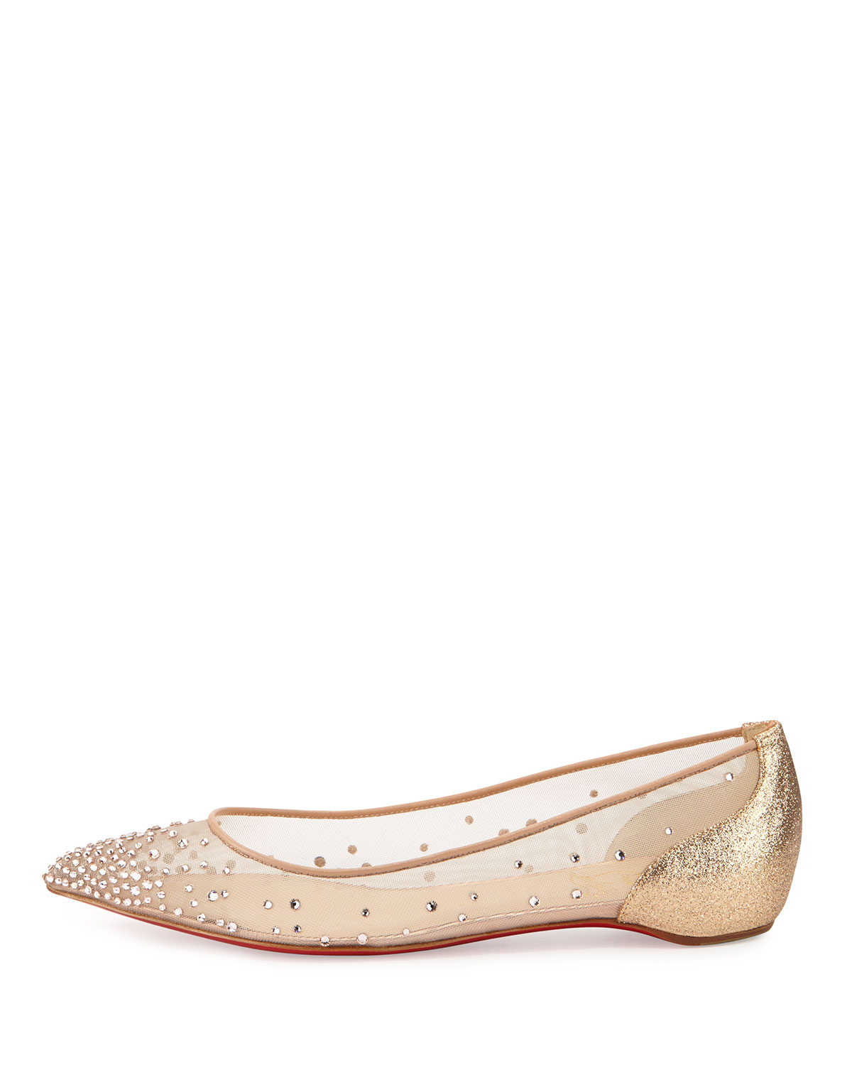 Christian louboutin Body Strass Pointedtoe Ballerina Flat Poudre ...  