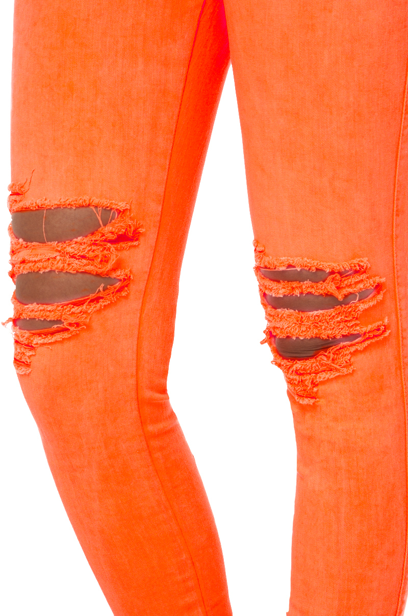 neon orange jeans