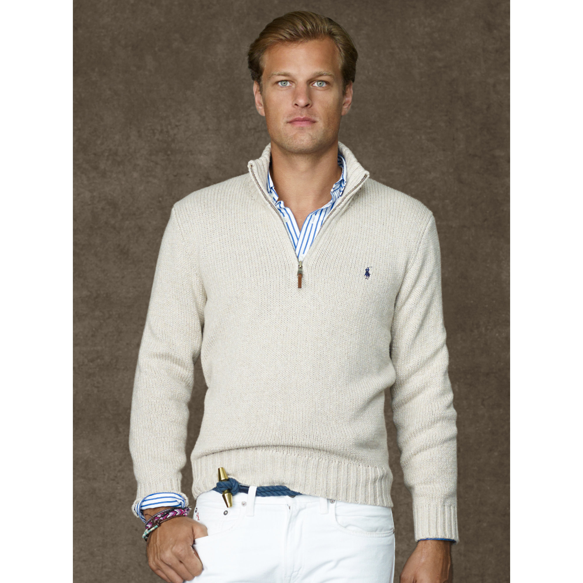 cotton half zip sweater