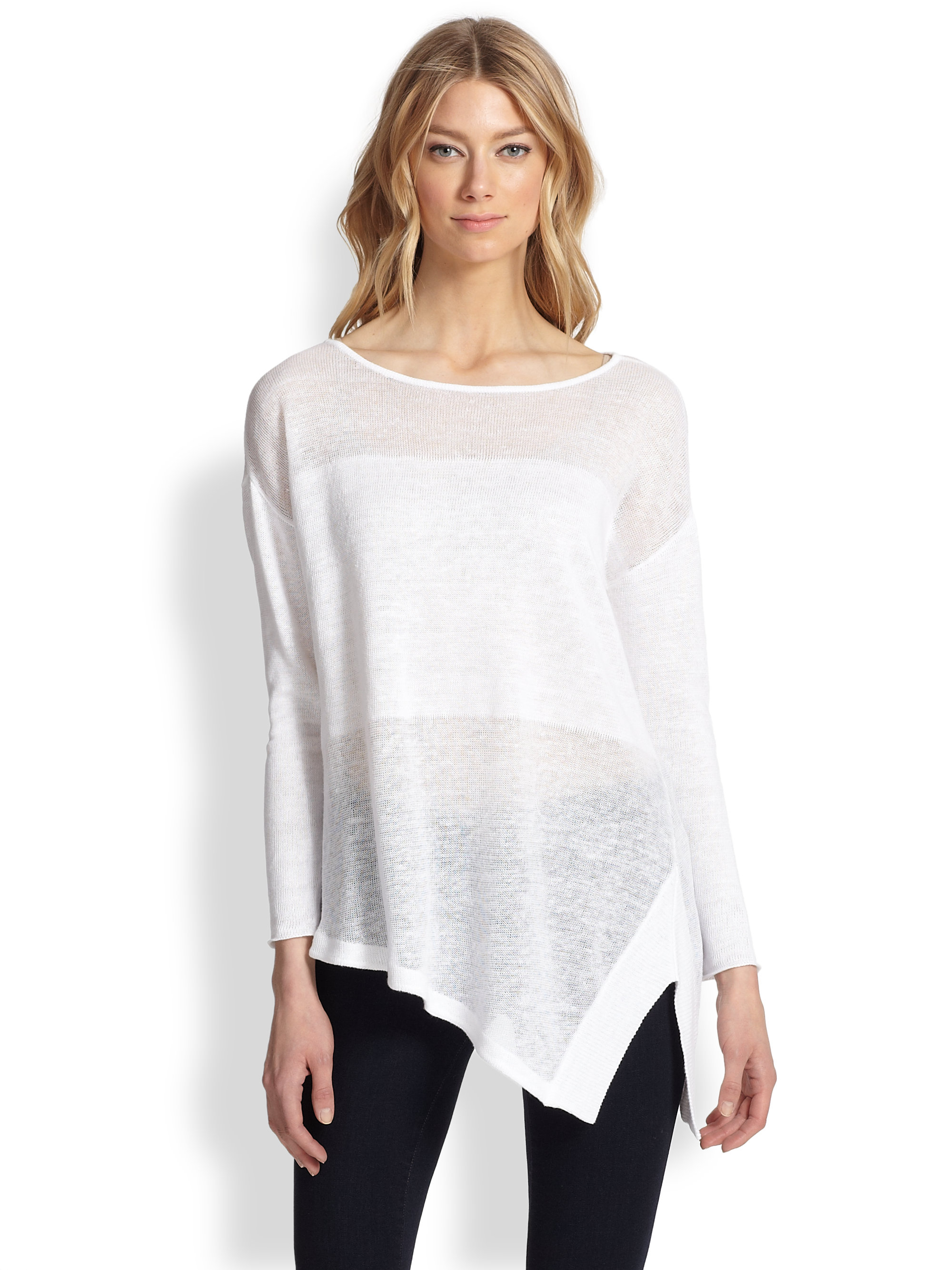Lyst - Alice + Olivia Catherine Linen Sweater in White