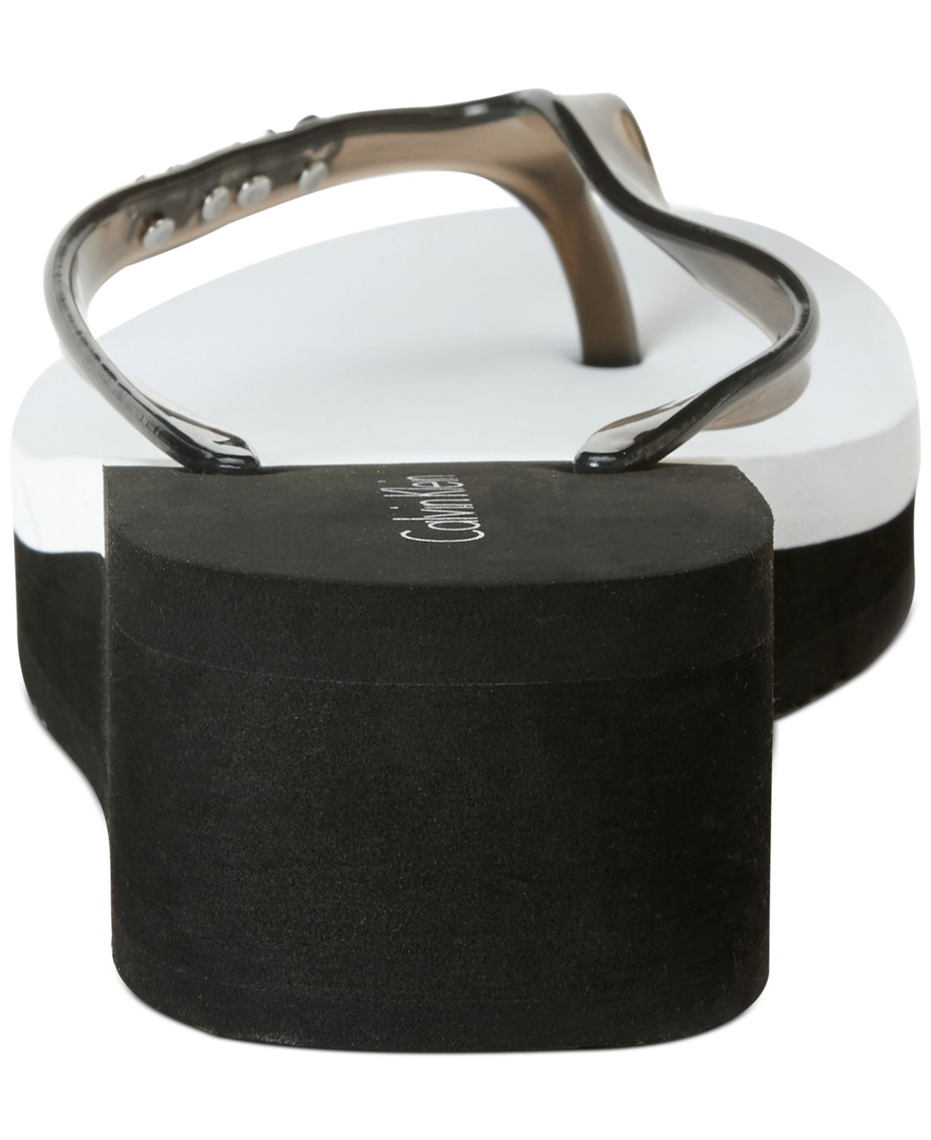 Calvin Klein Women'S Bura Wedge Flip Flops in Black/White (Black) - Lyst