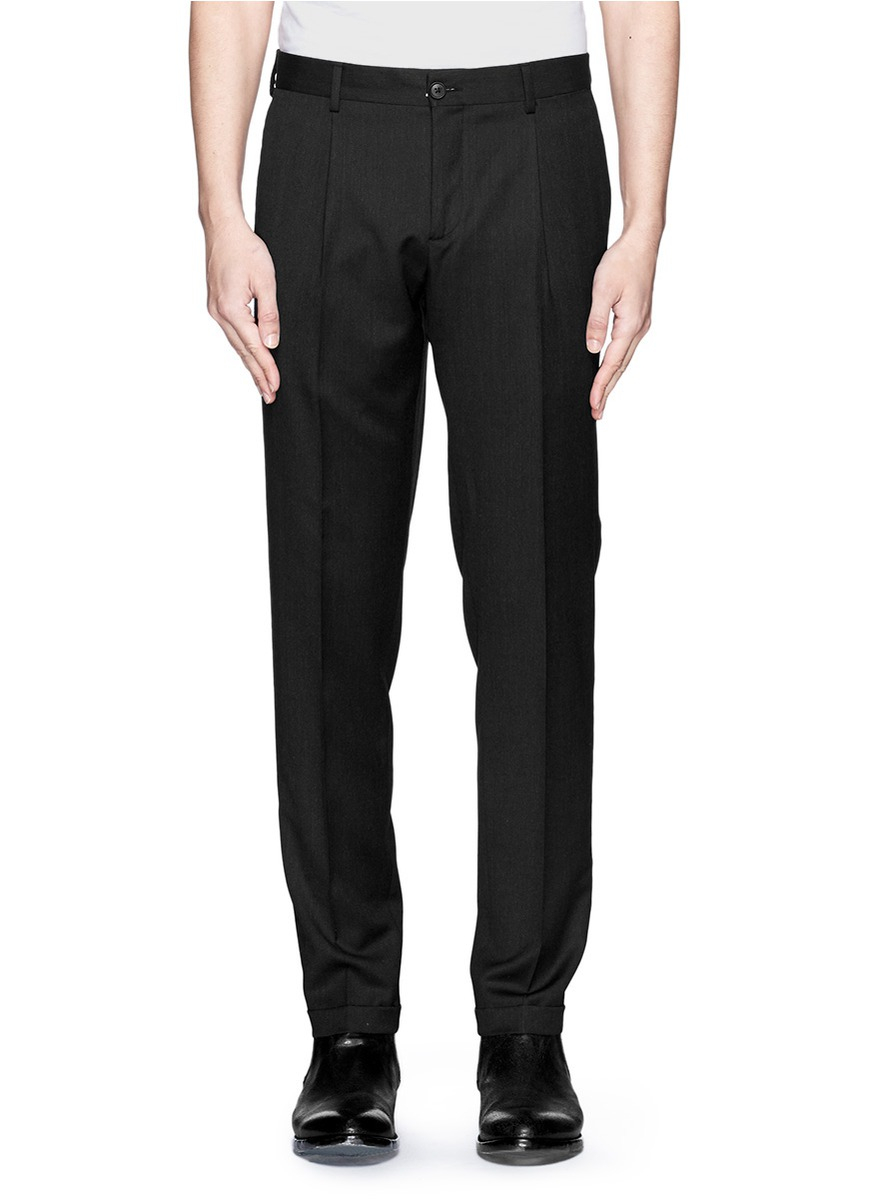 Façonnable Pleat Front Gabardine Pants in Gray for Men Lyst