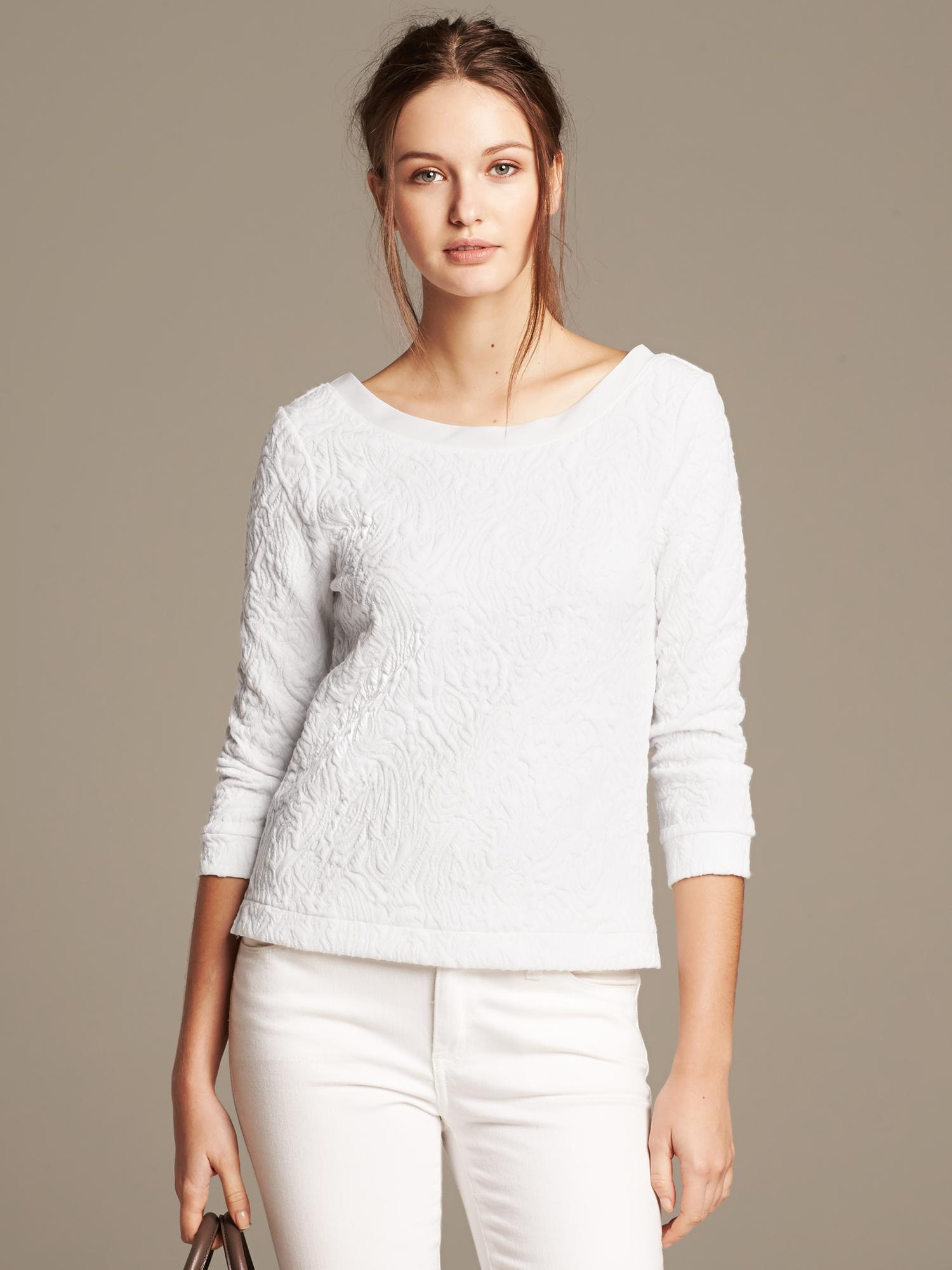 Banana republic ScoopBack Jacquard Top in White Lyst