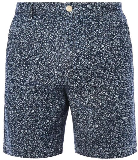 Steven Alan Floralprint Denim Shorts in Blue for Men | Lyst