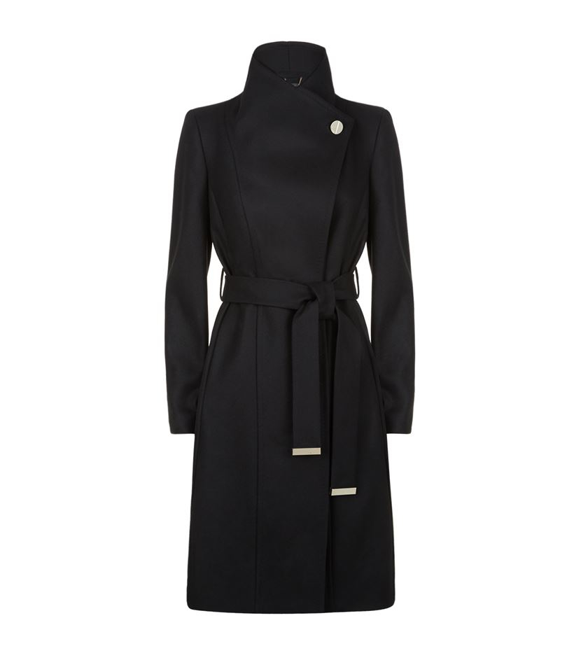Ted baker black lorili long wrap coat clearance