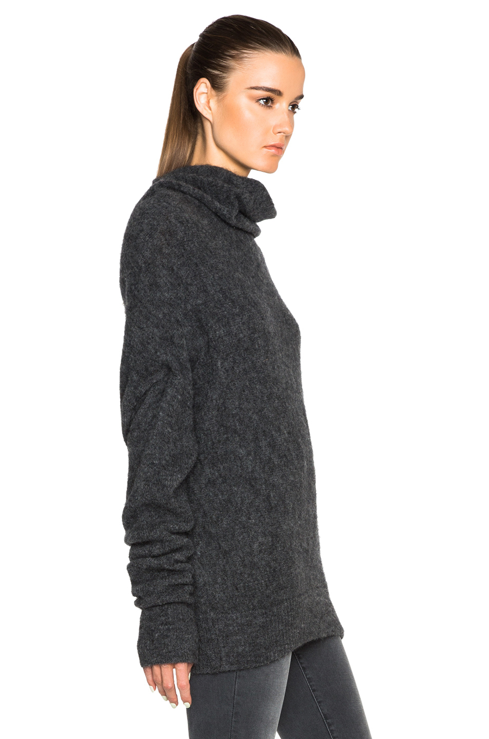 Acne Studios Vendome Drape Mohair Sweater in Dark Grey Melange (Gray) - Lyst
