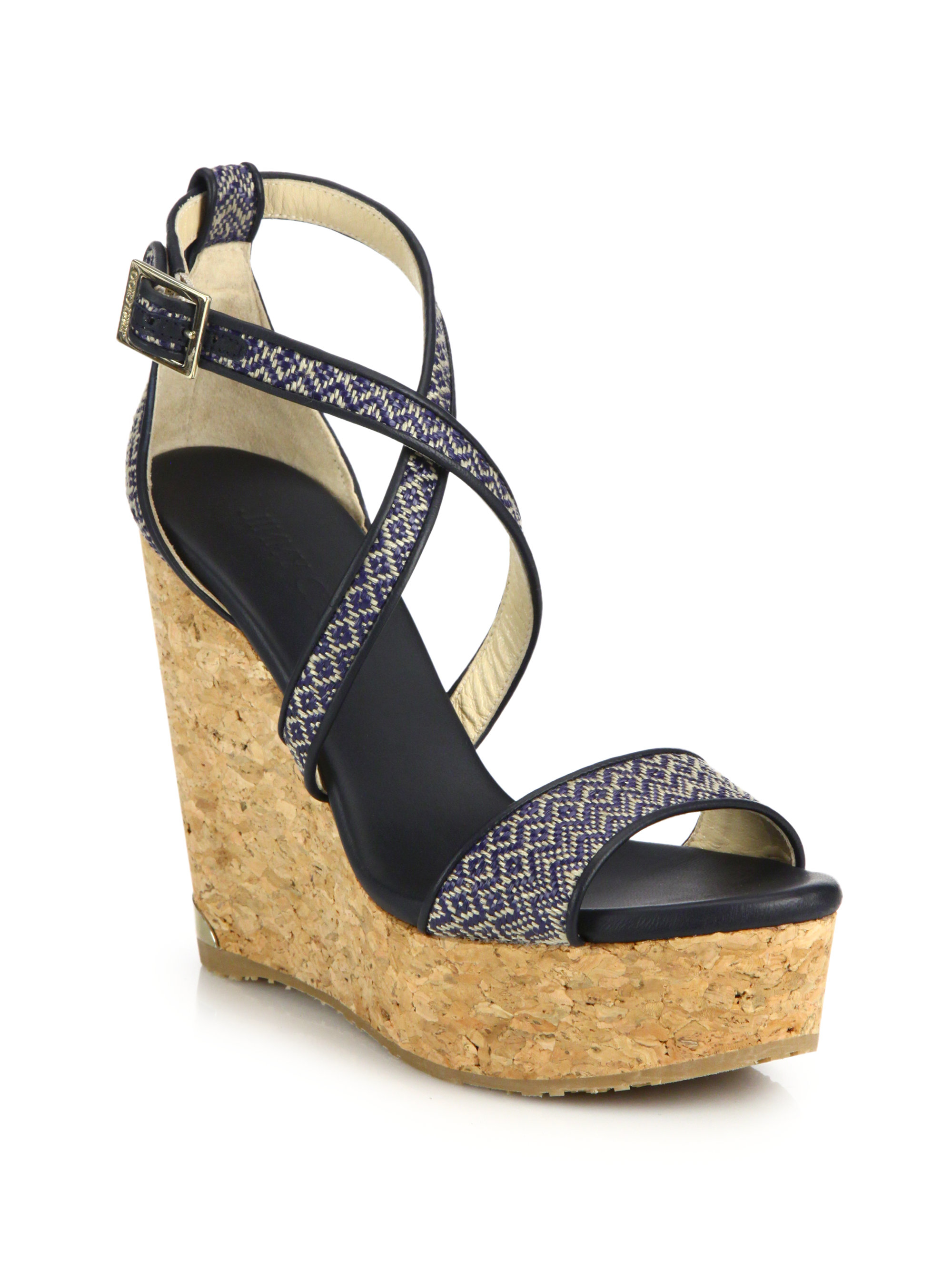 navy cork wedges