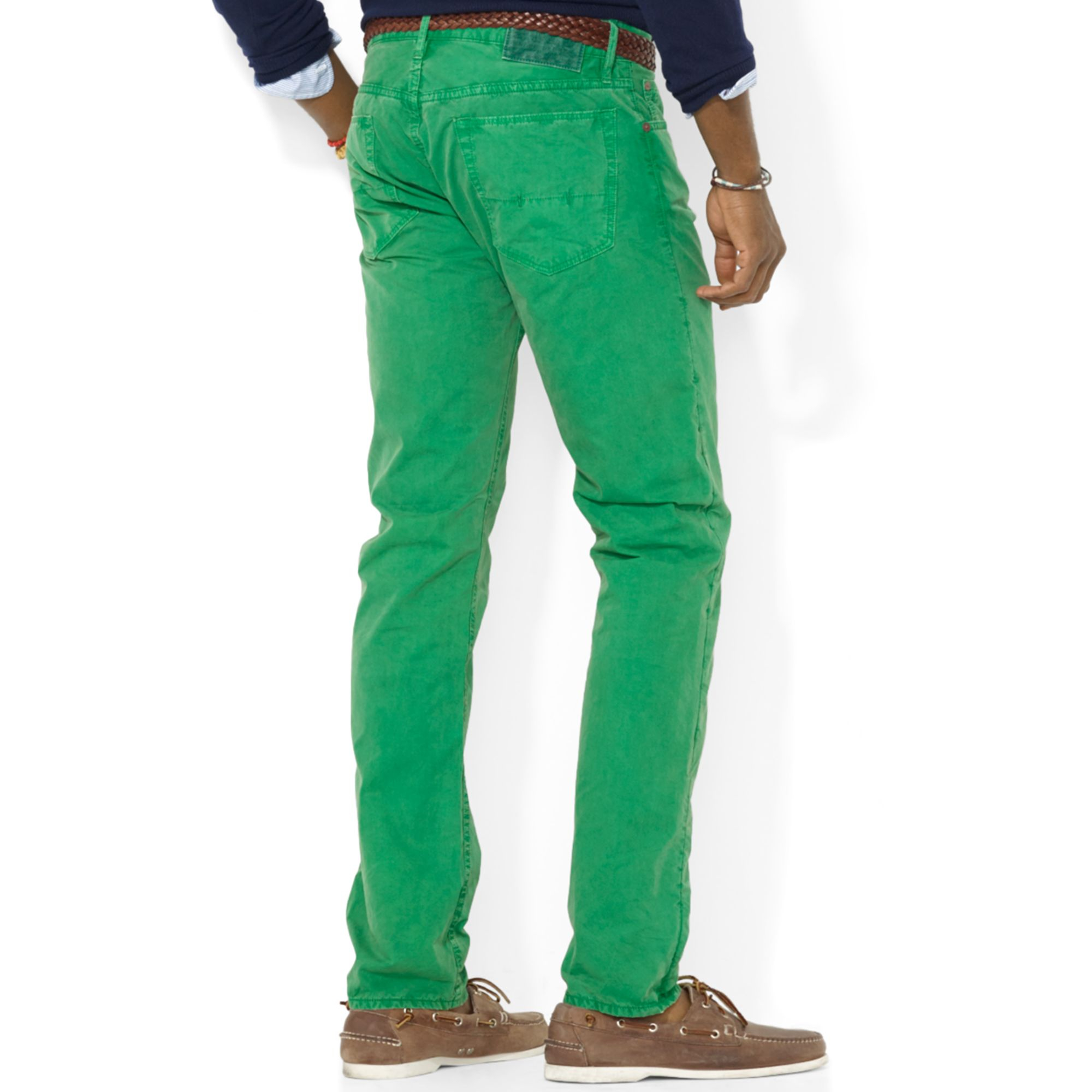 Lyst - Polo Ralph Lauren Polo Slimfit Fivepocket Poplin Pants in Green ...