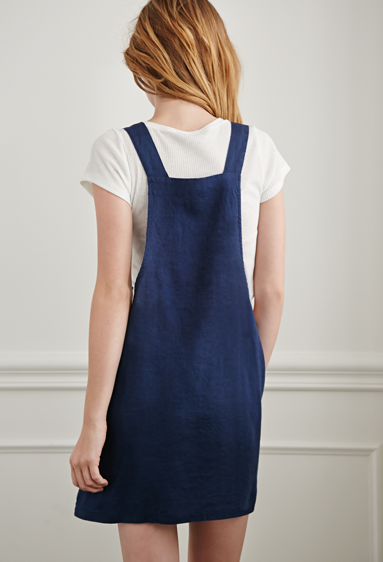 navy blue overall dress