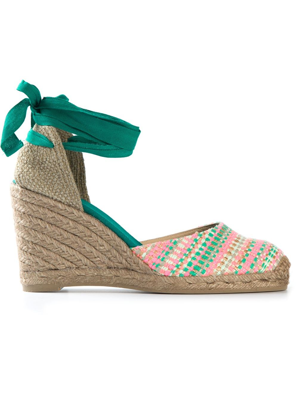 green wedge heel shoes