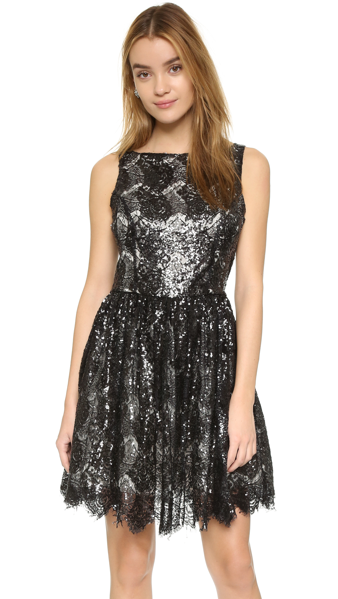 Bb dakota Sabrina Sequin Lace Dress in Black