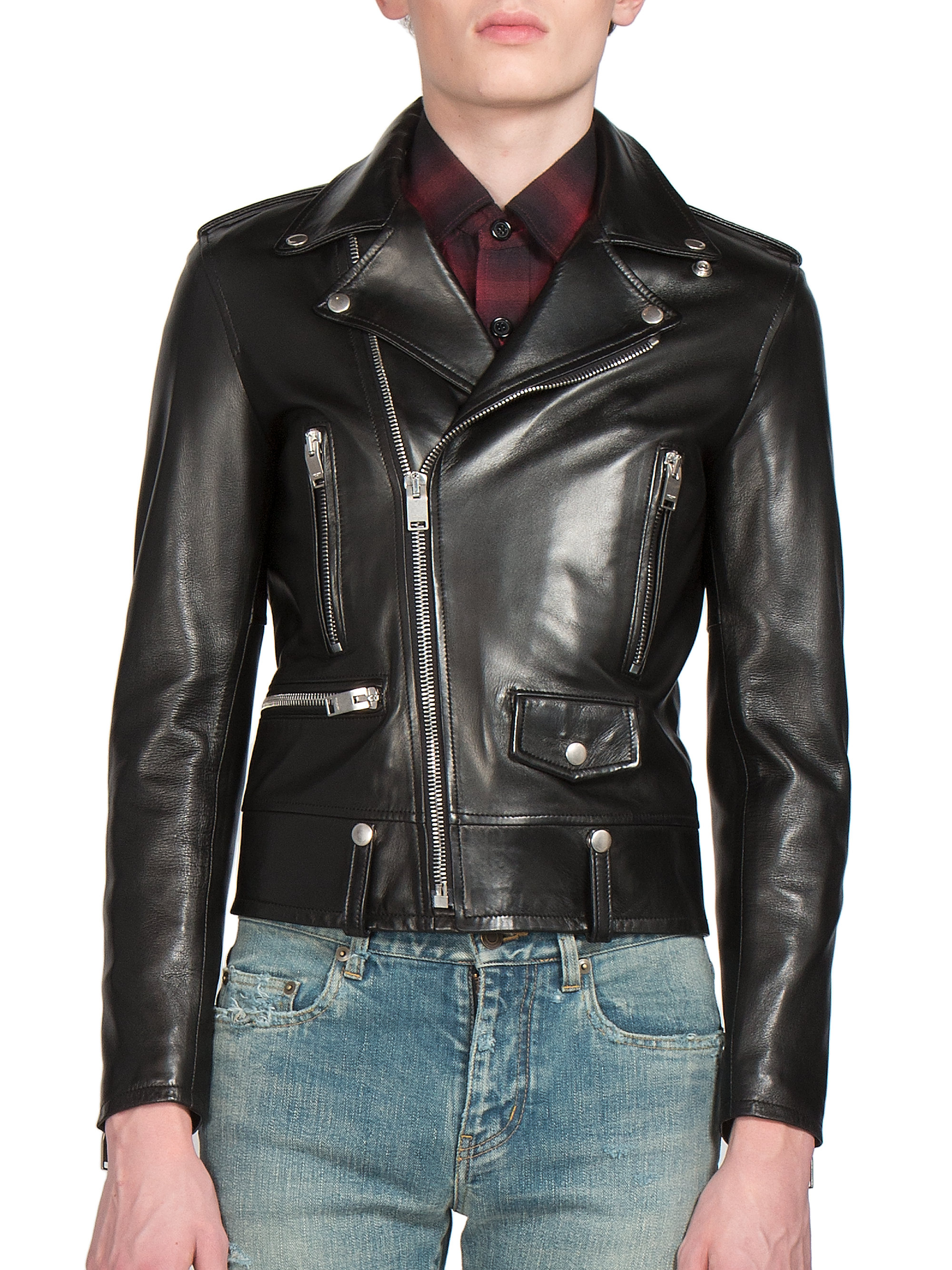 Saint laurent Classic Leather Jacket in Black for Men | Lyst