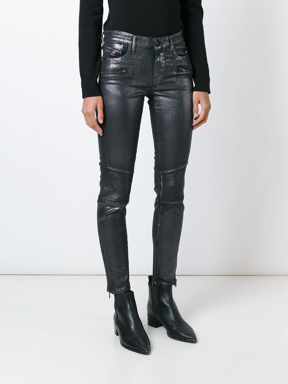 black metallic jeans