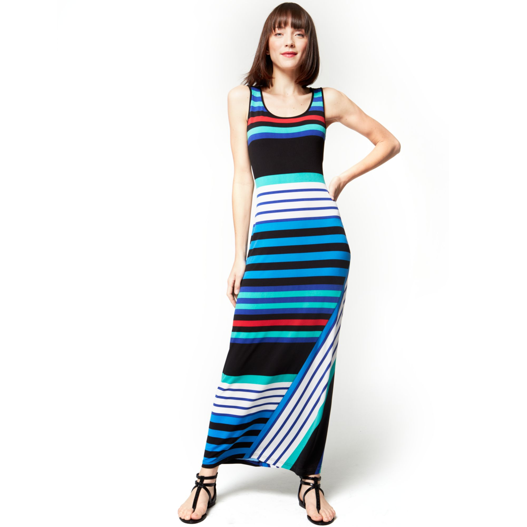 Calvin Klein Sleeveless Striped Maxi Dress in Blue | Lyst
