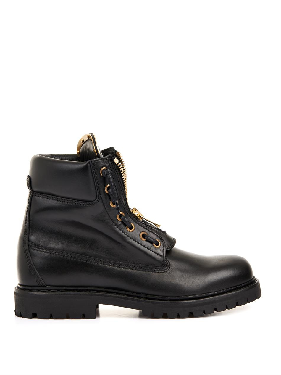 Balmain Taiga Leather Ankle Boots in Black for Men | Lyst
