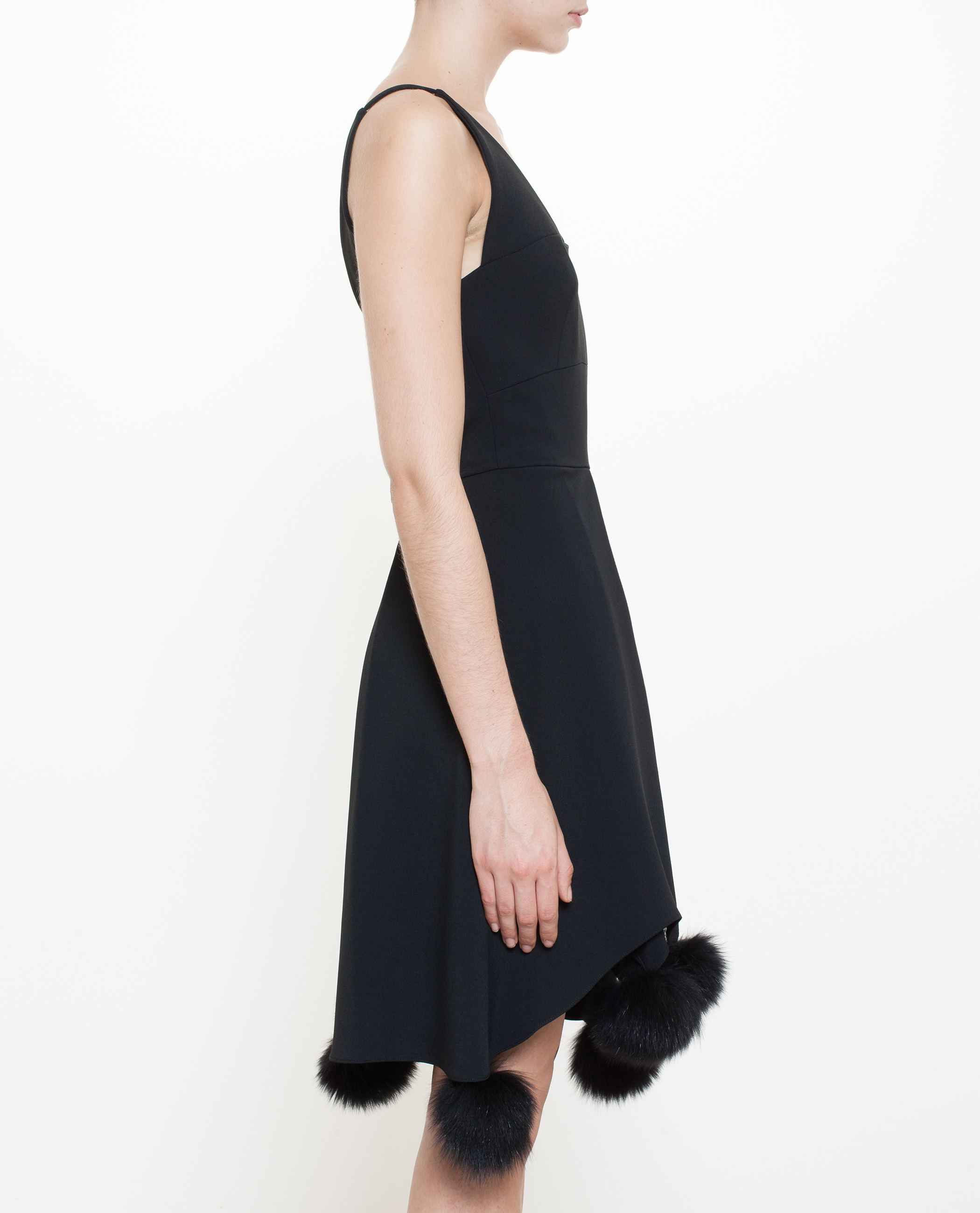 gown with fur trim