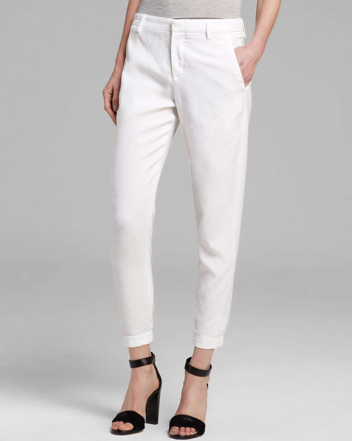 white tapered pants